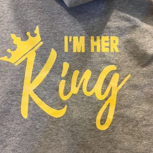 HEQU Men's Grey Hoodie I'm Her King New Size M